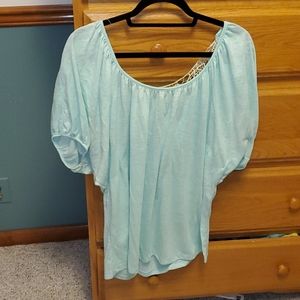 Mint Green Bell Sleeve Lacey Shirt